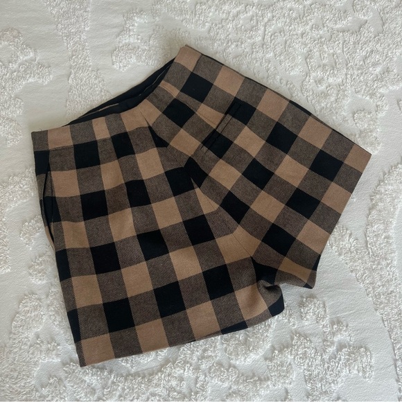 [CLEARANCE/Send Offers] Wool Mini Skort in Brown & Black Check Print - Picture 5 of 6